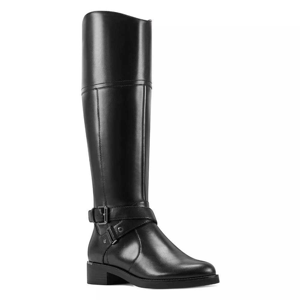 $169  NWT Bandolino Leather Wide Calf Jimani Knee High Riding Boot Black Sz 7.5